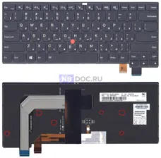 Клавиатура для ноутбука Lenovo ThinkPad T460S чёрная, с подсветкой