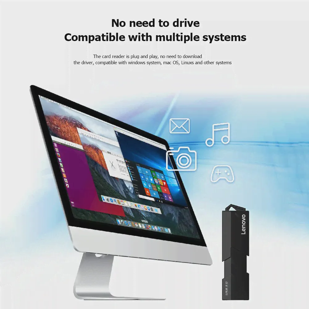 🛍 Портативный компьютер Lenovo D204, 5 Гбитс, USB 3,0, кардридер 2 в 1, SD, TF, адаптер 5 Гбитс-2