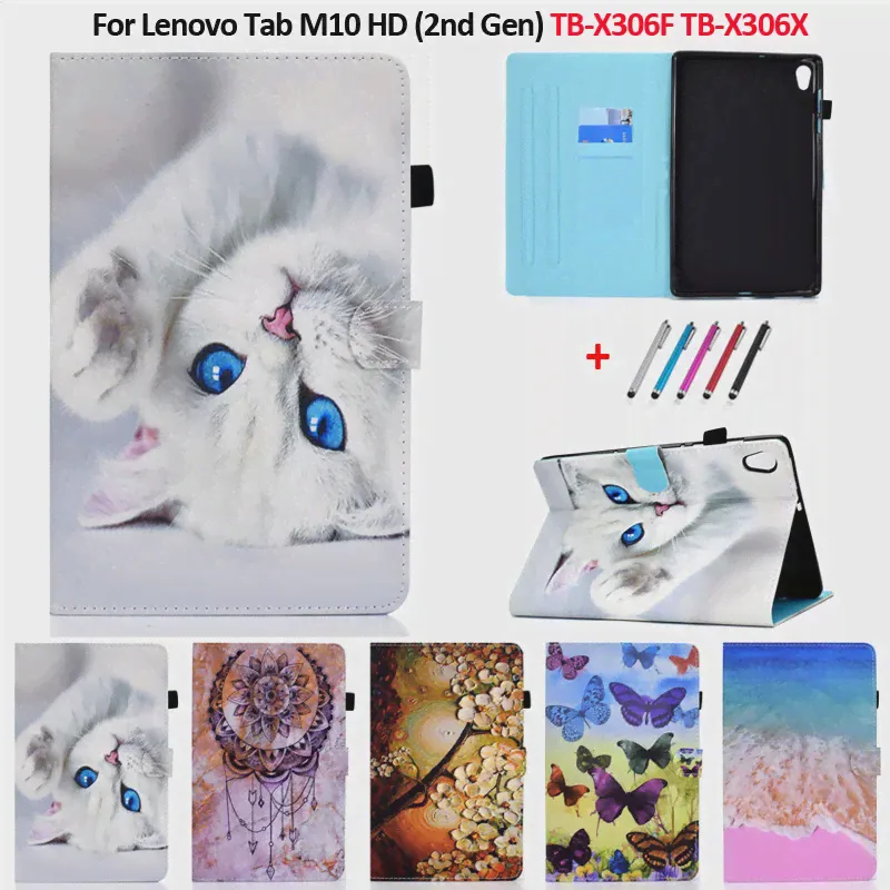 Для Lenovo Tab M10 HD (2-го поколения) TB X306F X306X 10,1-дюймовый чехол для планшета с рисунком Кота, Подставка-кошелек Funda Для Lenovo Tab M10 HD Cover-0