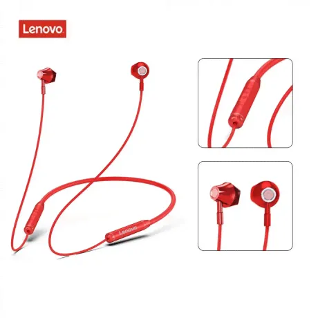Наушники Lenovo HE06 с микрофоном (с ободом), красные-1
